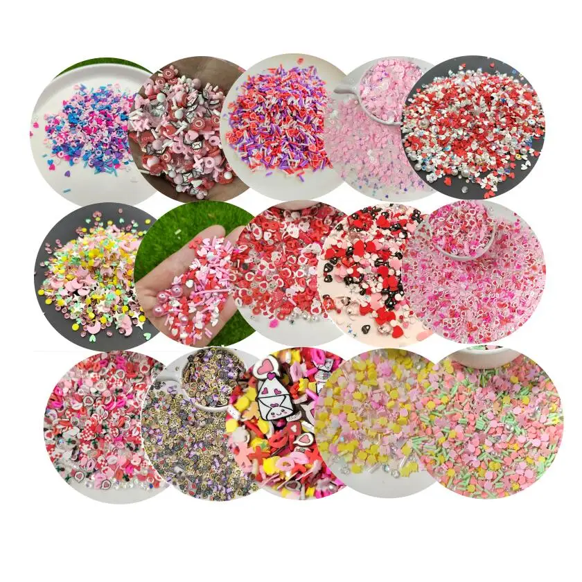 

Valentine's Day Gift Polymer Clay Heart Slices Sprinkles Soft Love Flower Envelope Lips Nail Accessories Play Toys