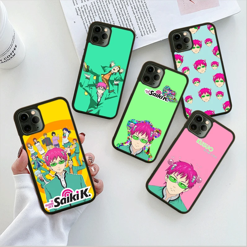 

2022 Custom High Quality Anime Saiki K Rubber Mobile Phone Cases For iPhone 11 12 Pro Max 13 X/XS XR XSMAX 6/6S 7 8Plus Case, Black