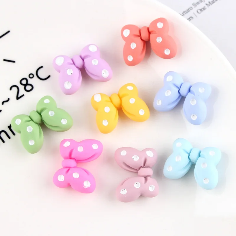 

cute cartoon flat back matte colored dot pattern bow tie design resin cabochon for hair band headband