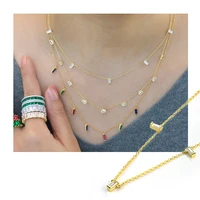 

925 Sterling Silver Jewelry Necklace 18K Gold Plating 5A Zircon Stone Dainty Baguette Necklace for Women