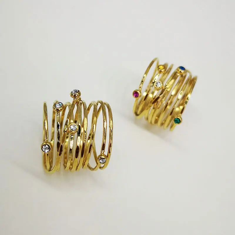 

Wholesale Fancy Zircon Multi Layered Ladys Rings Fashion Jewelry Finger Ring Design for Women