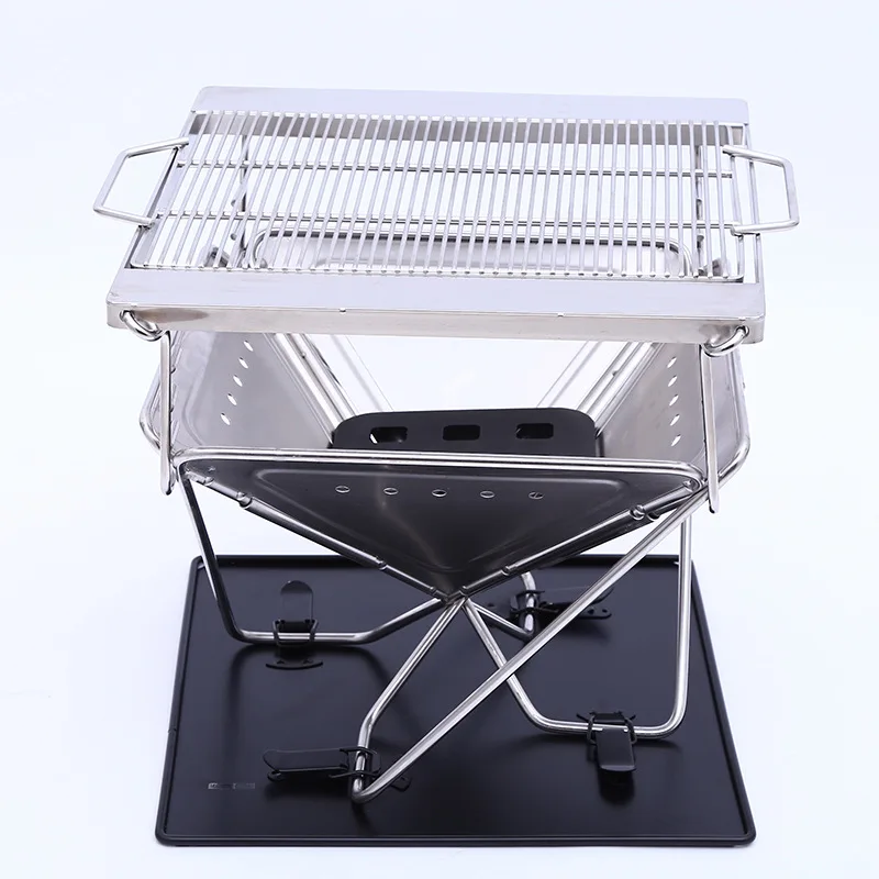 

Portable camping stainless steel chef flat top bbq charcoal pellet stove grill