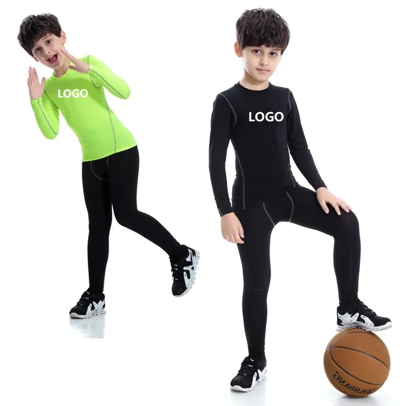 

Custom Logo Polyester Long Sleeve Compression Shirts Tights Baselayer Basketball Training Undershirts Kids Training Jogging Wear, Picture shows