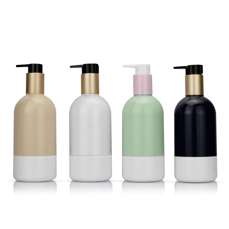 

New Arrival Empty 300ml Customized Cylinder PET shampoo lotion plastic pump bottles