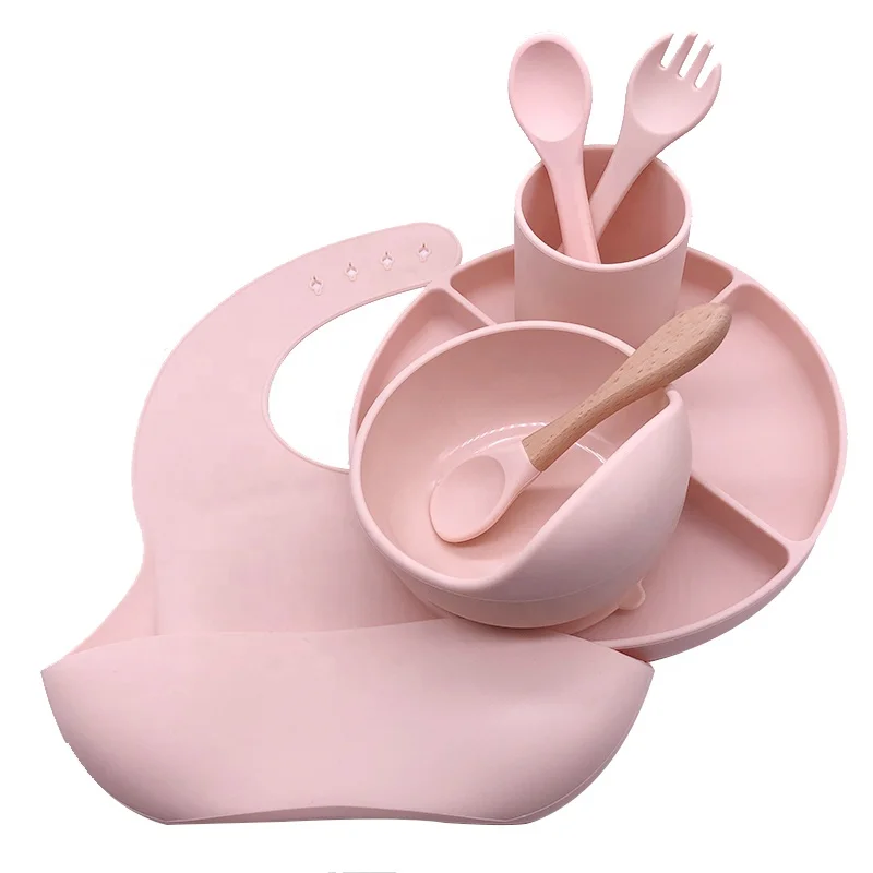 

baby feeding supplies self feeding training baby foods plates and spoon sets, 15