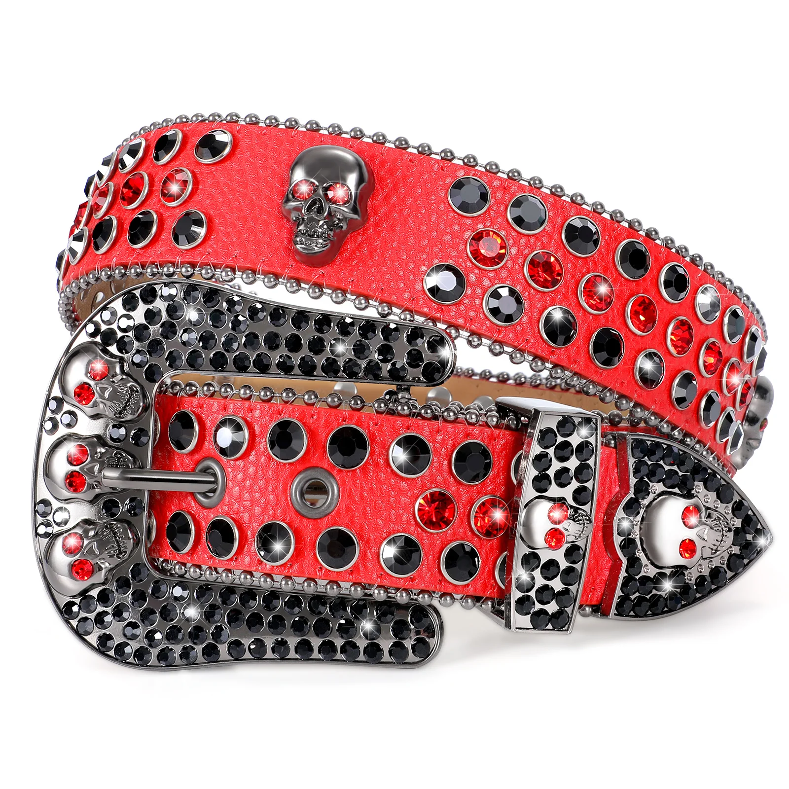 

BB Fast Delivery Luxury Crystal Skull designer Men Women Belt Diamond Studded Rhinestone Belts Western Sparkle Leather Belts