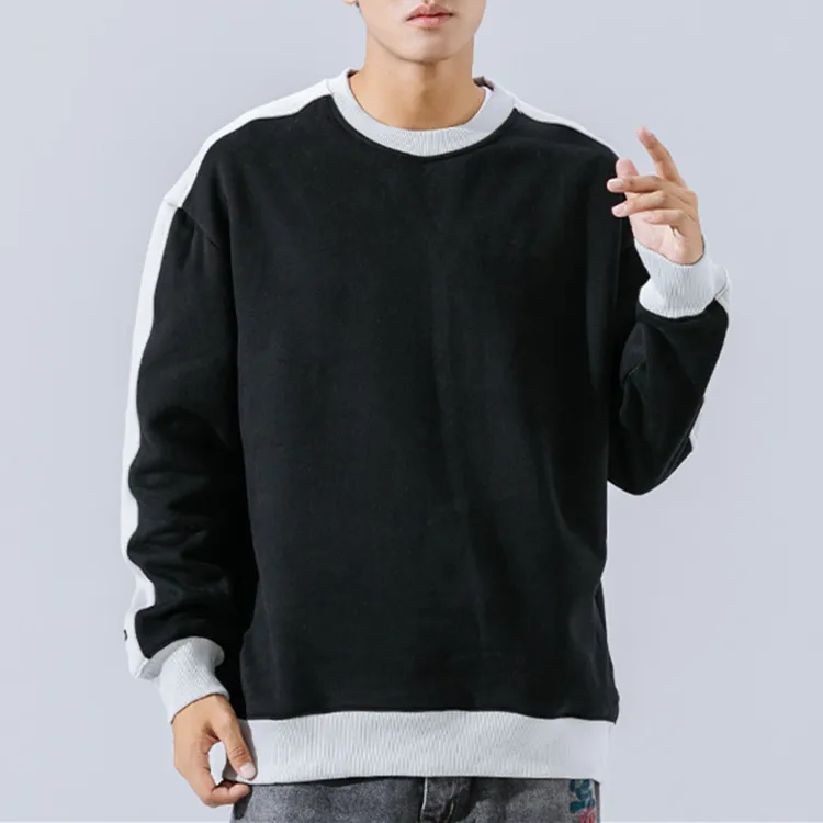 Wholesale Mens Crewneck Blank Plain Casual Two Color Block Vintage ...