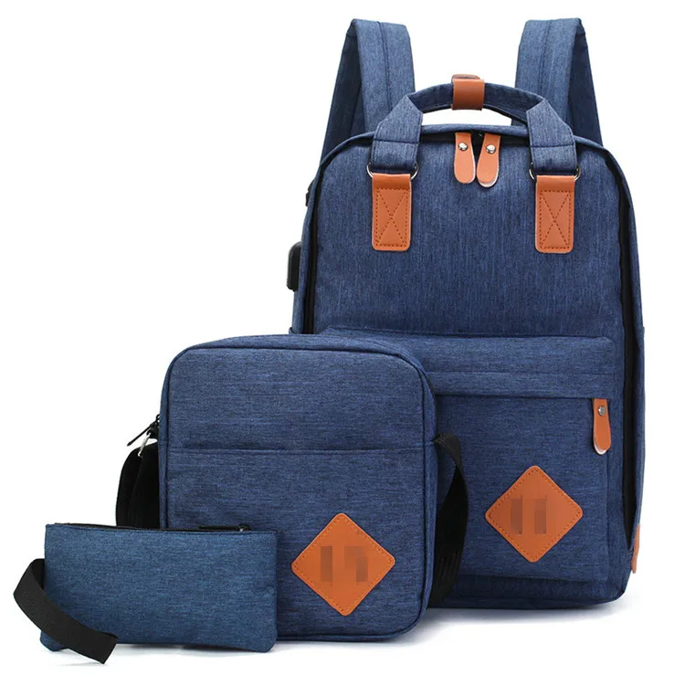 

3pieces waterproof cheap boys school travel custom backpack set for men