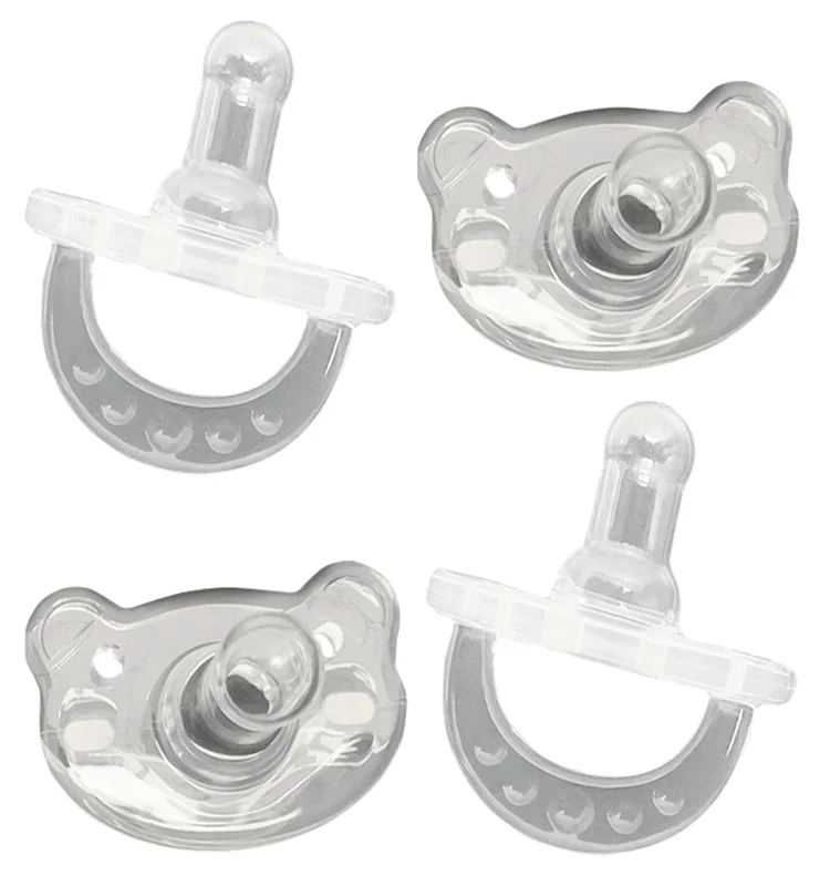 

Newborn Peacefully Sleep roundhead Silicone Replacement Soft Nipples Soothie Pacifier, Transparent,gold