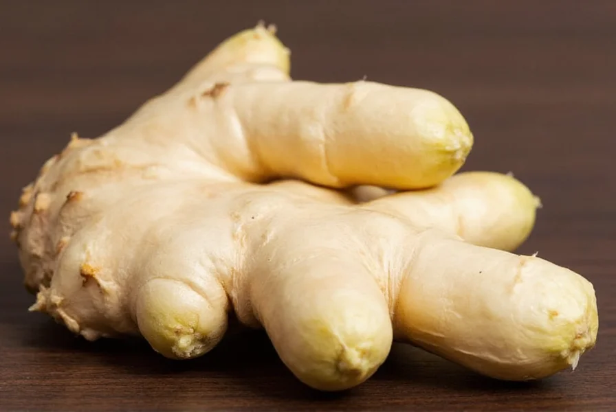White ginger rhizomes next to common ginger showing color and texture differences for culinary identification