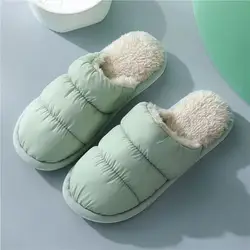 Winter Woman Cute Home Cotton Indoor Slippers Down Material Warm Slippers Fuzzy Slides