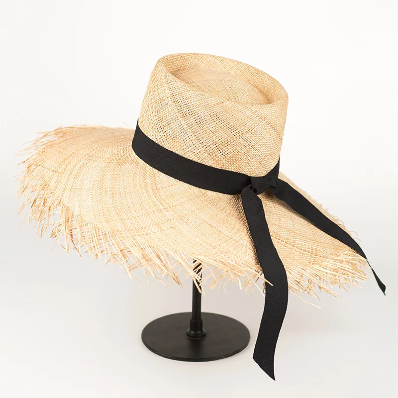 Summer Women Lady Vintage Short Crown Big Brim Natural Straw Hat For ...