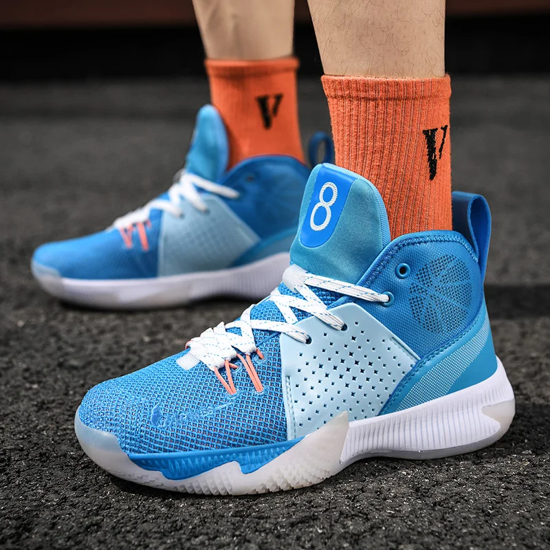 

Hot Selling Made in China Men's Fashion Sneakers High Quality Basketball shoes for Teenagers Professional Training Shoes, White/green/blue/orange/black-red/rose red