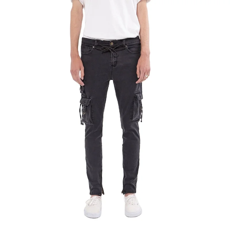 

DiZNEW Black Denim D Cargo Jeans For Men