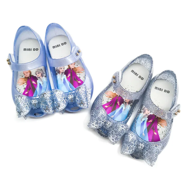 

MINI DD Summer Children Classic Fancy Sandals Cute Princess Bow Fish Mouth Sandals For Girls Plastic Frozen Jelly Flat Sandal