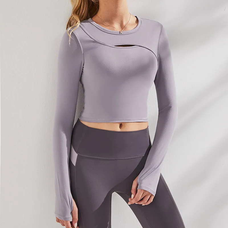 

Yoga Workout Long Sleeve Lapel Shirt Gym Wear Sports Wear Fitness Clothing Activewear For Women