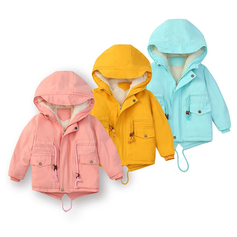 

In Stock Children Clothing Thicken Warm Baby Girl Kids Fur Jacket Winter Coat For Girls, Yellow,light blue,army green,navy,pink,wine red,khaki