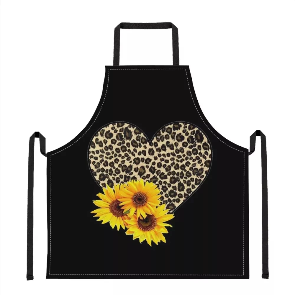 

Professional Apron Custom Logo Floral Sunflower Heart Shape Designer House Supplies Kitchen New Arrivals Waiter Restaurant Apron, Customized