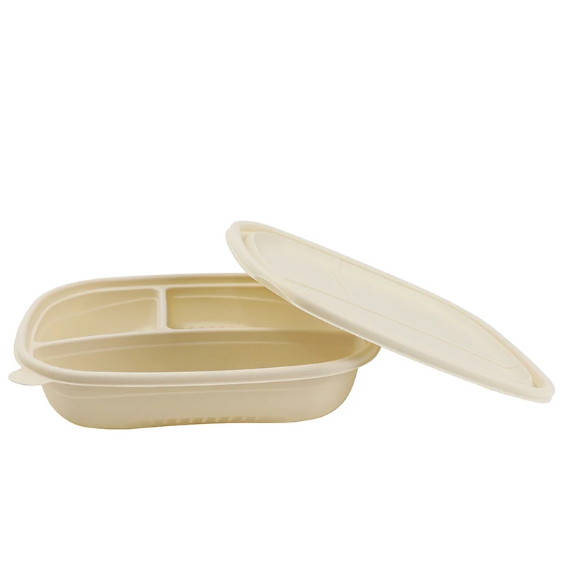 

Wholesale corn starch disposable storage container set food packaging takeaway biodegradable lunch box meal prep container, White