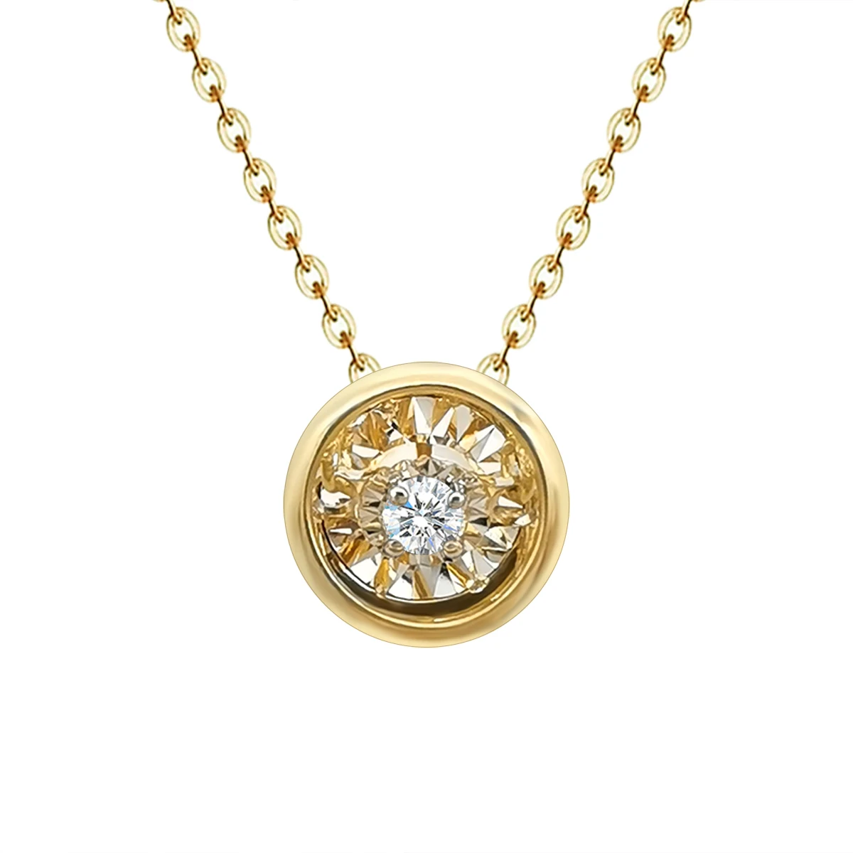 

18kt Solid Gold Pendant Classic Round Shape 18K Genuine Gold Dancing Diamond Necklace Women Jewelry wholesale