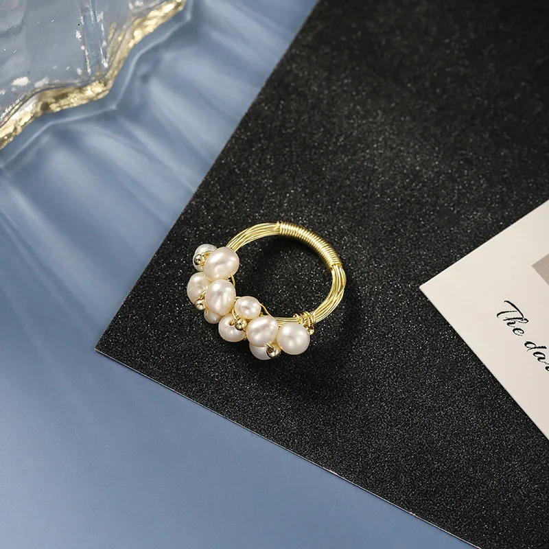 

baroque pearl ring fashion elegant gorgeous pearl ring 24k gold plated stainless steel ring