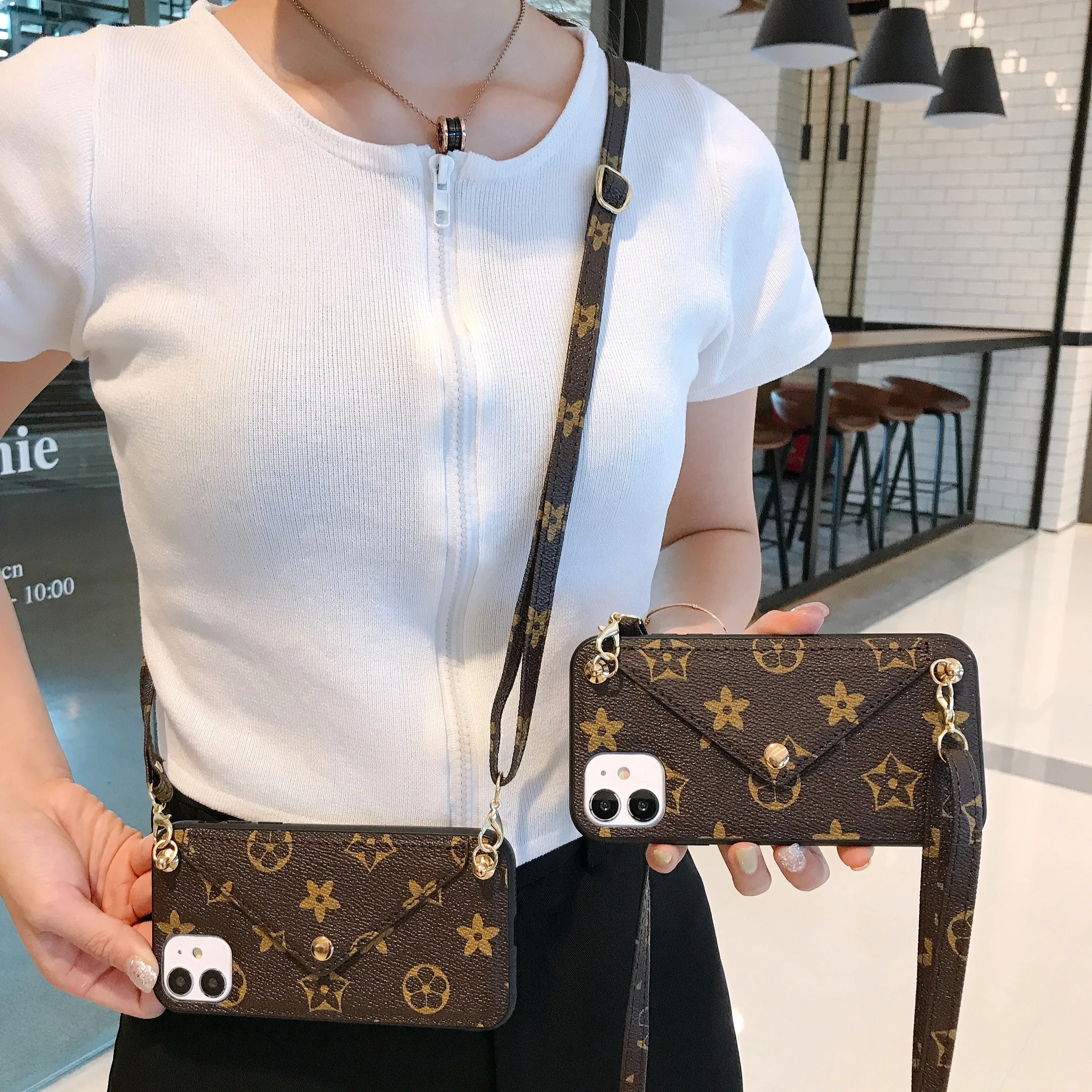 

For Iphone 11pro Max Xs Xr Xs Max Crossbody Brand Phone Case With Card Holder