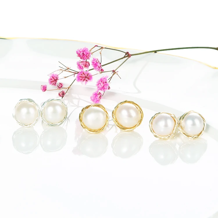 

XuQian Fashion Pearl Stud Earring silver earring with pearl For Birthday Gift Earring