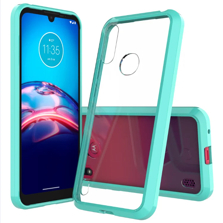 

Hot Sale Transparent Case for moto, clear shockproof tpu acrylic mobile phone cover for moto e6s 2020, Blue/green/balck/red