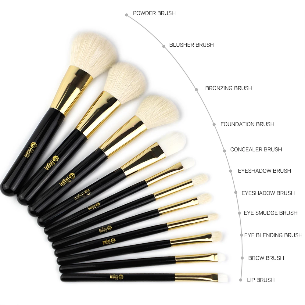 

2020 Newest styles Cepillo de maquillaje 11Pcs Black Brushes Other Custom Private Label Holder Cruelty Free Makeup Brush Set