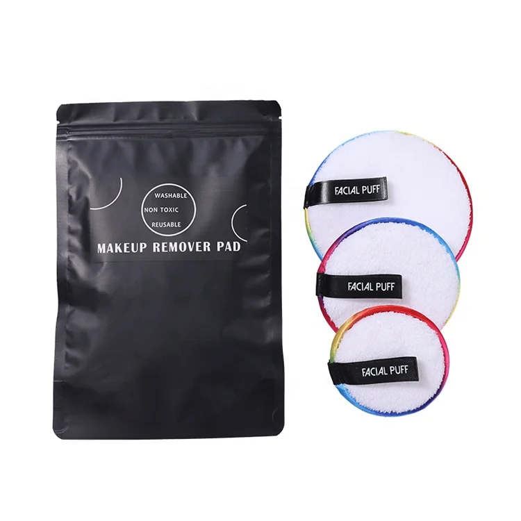 

OEM custom logo private label eco friendly makeup remover pad sponge washable facial cleaning puff, Black,white,coffee,customized color