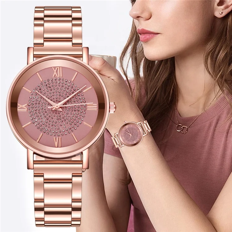 

2021 Luxury Diamond Rose Gold Ladies Wrist Watches Magnetic Women's Bracelet Watch, Picture