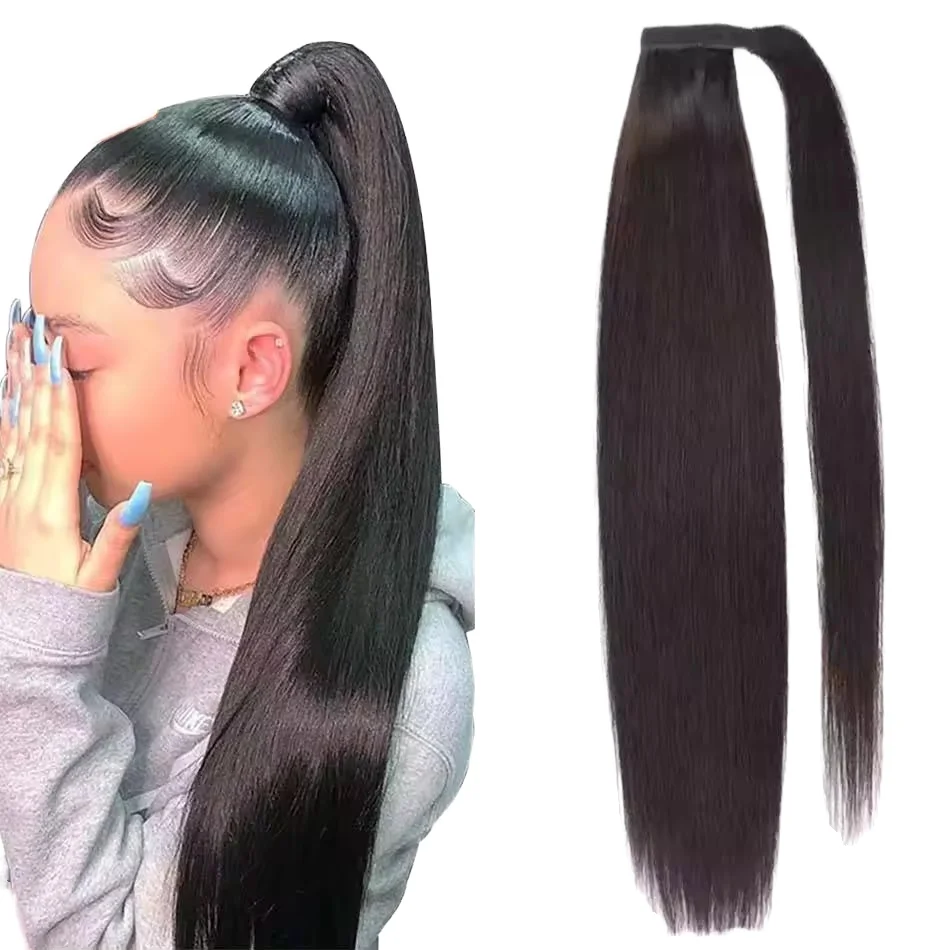 Wholesale Human Hair Ponytail Straight Extensions Cuticle Aligned Virgin Brazilian Hair Ponytail Hair