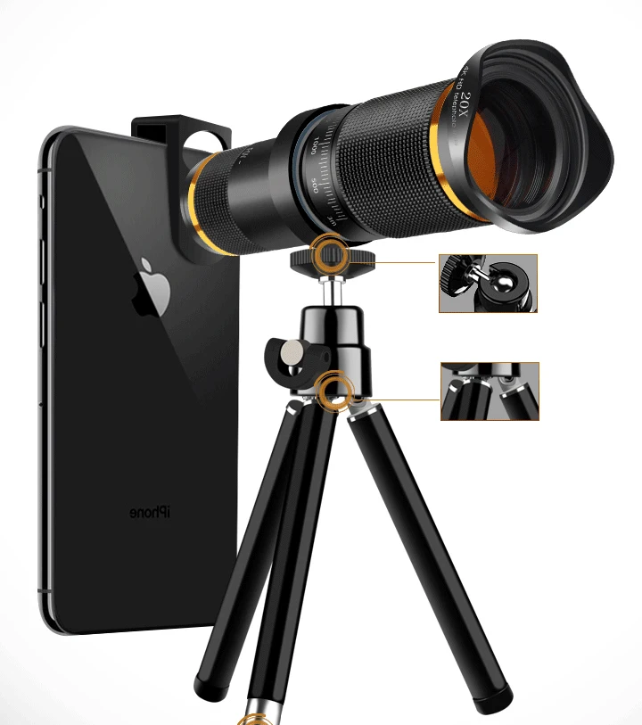 

Universal 4K HD 20x Zoom Mobile Phone Telescope Lens Telephoto External Smartphone Camera Lens For IPhone Sumsung huawei Xiaomi