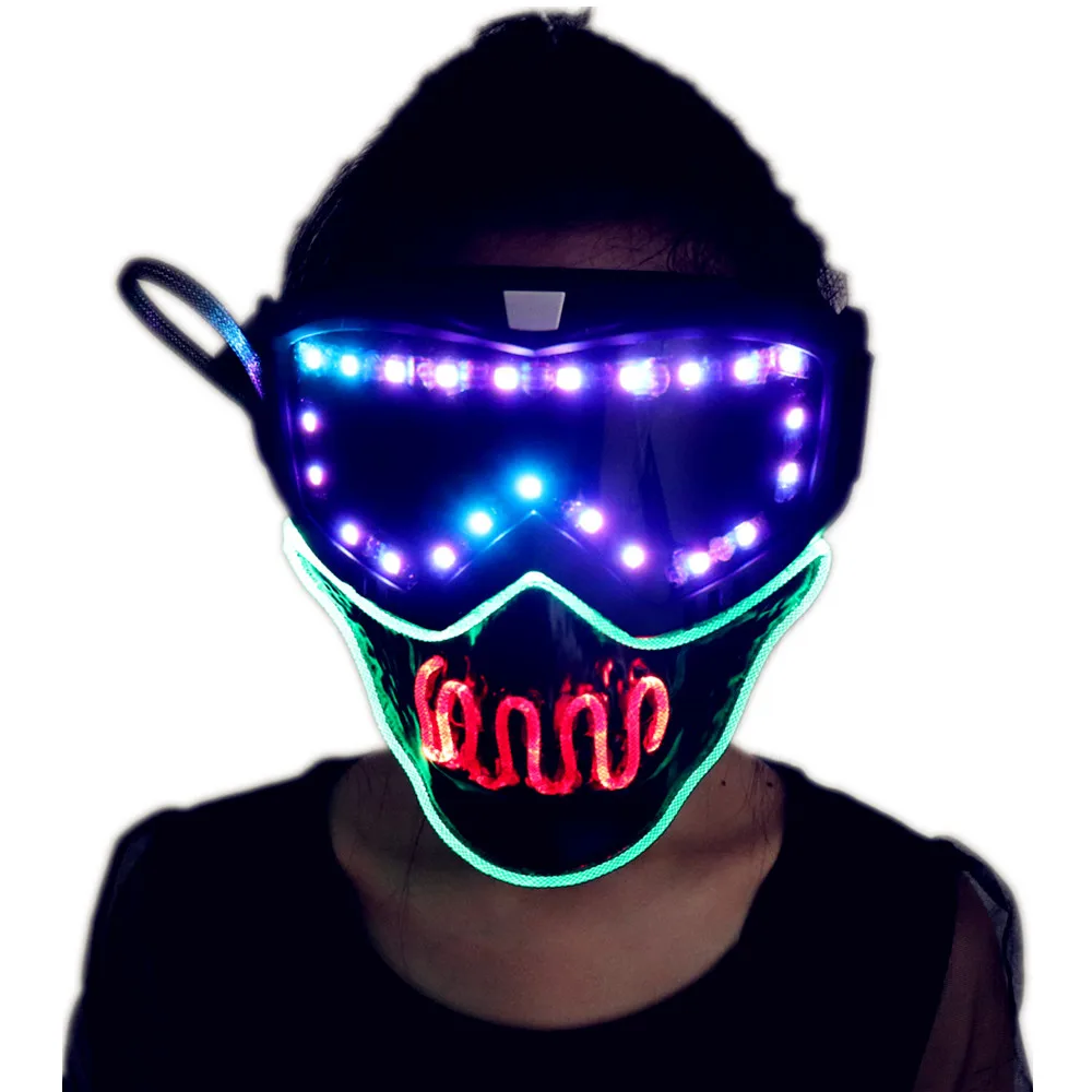 

Full color smart pixel Led Mask Halloween Party Masque Masquerade Masks Cold Light Helmet Fire Festival Party Glowing Dance Ste