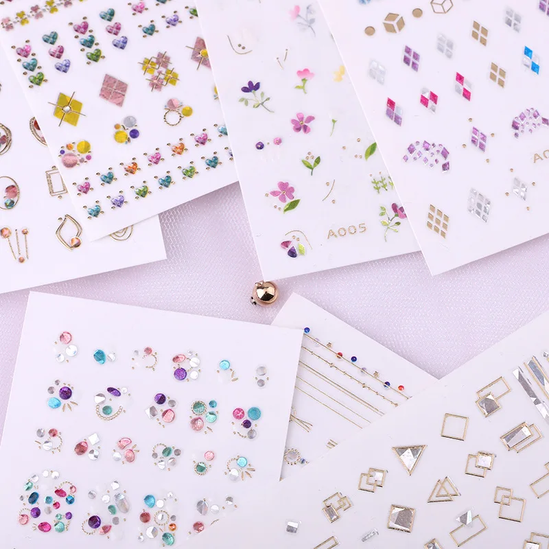 

3 D Narils art water decals sticker flower nail sticker, Colorful