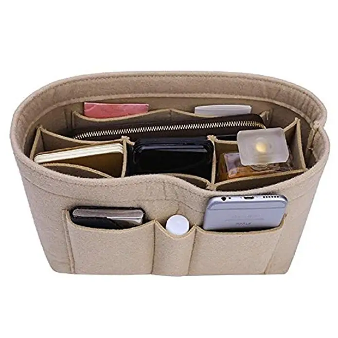 

Customized size multi colors large capacity felt cosmetic bag insert organizer felt cosmetic pouch organizer bag
