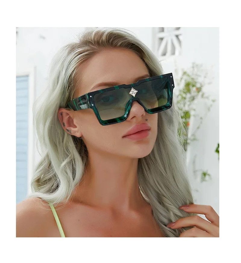 

Ins One Piece Shield Women Luxury Brand Sun Glasses Gradient Square Shades Fashion Men Big Frame Oversized Vintage Sunglasses, Any colors