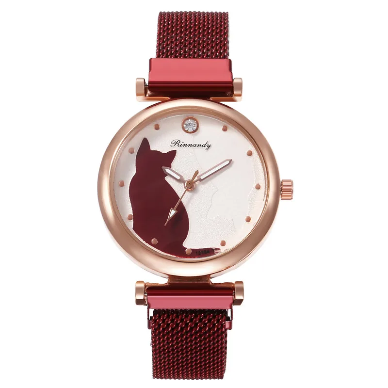 

WJ-9546 Wholesale Moq:10pcs Magnetic Strap Mix Colors Cat 2020 Newest Design Steel Analog Women Mesh Watch