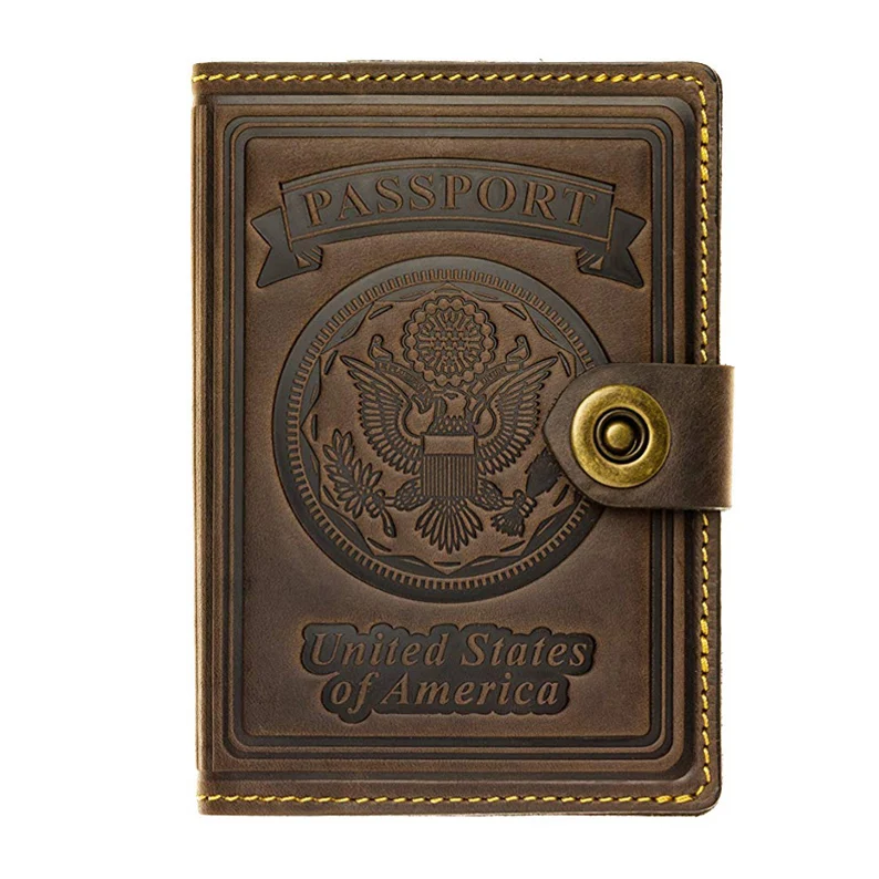 

Amazon Hot Sale Top Grain Crazy Horse Genuine Leather Passport Holder Rfid Blocking Leather Passport Cover, Black/red/green...customized