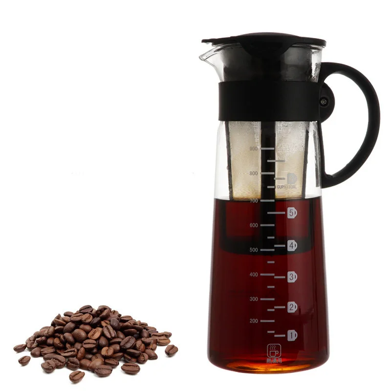 

Household Iced Cold Brew Coffee Maker 650ml Glass Tea Kettle Coffee Maker With Scale