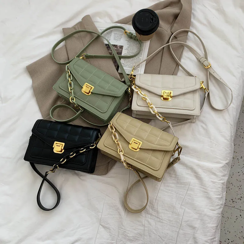 

2021 New arrival Women Acrylic Chains luxury handbags for lady diamond lattice crossbody flap bags, Customizable