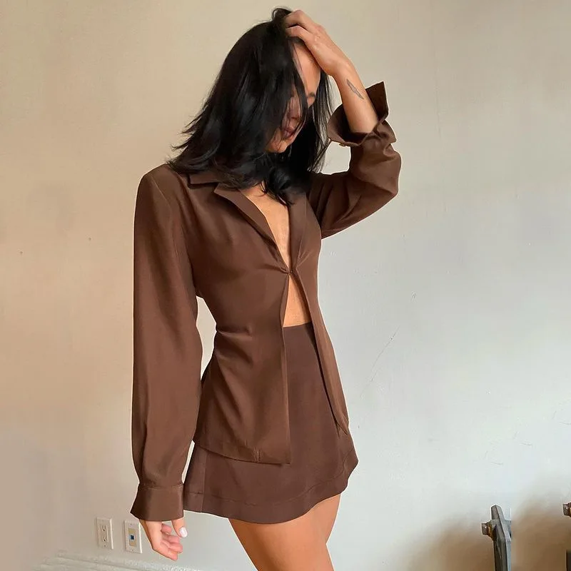 

Lady Women Single Breasted Cardigan Loose Jacket High Waist Shorts Outfits Two 2 Piece Short Set, Photo color
