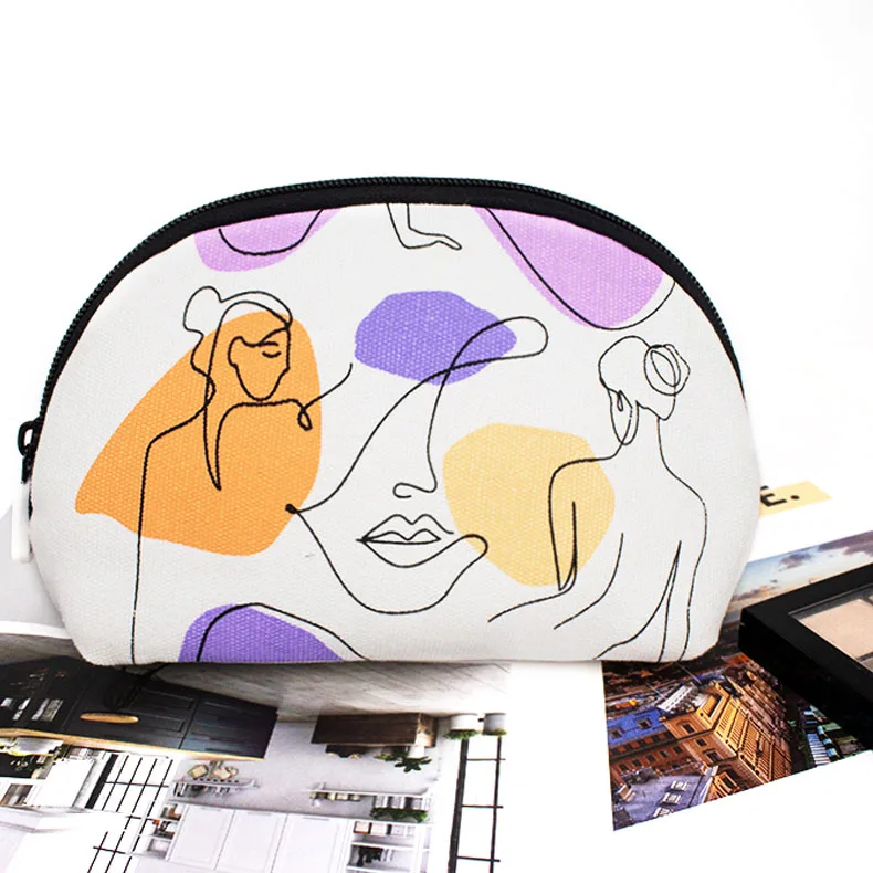 

Travel Promotional Cotton Small Cosmetic Bag Women Canvas Make Up Bag Pouch, White or customized as you like