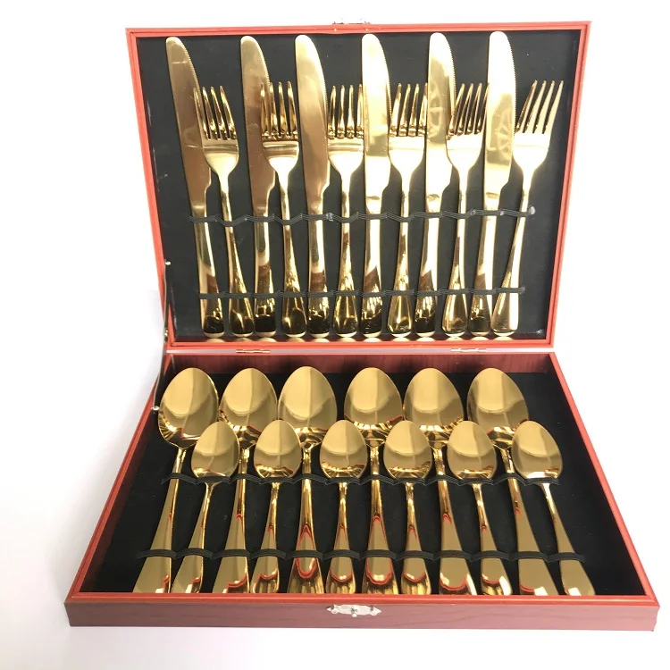 

Elegant High Quality Golden Coating Stainless Steel Cutlery Flatware Set, Pvd