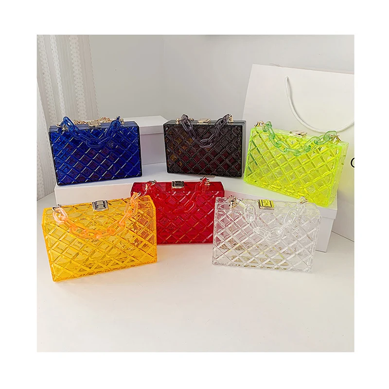 

2021 Luxury Designer fashion transparent acrylic evening clutch bags women handbags ladies purses PVC lady clear box purse