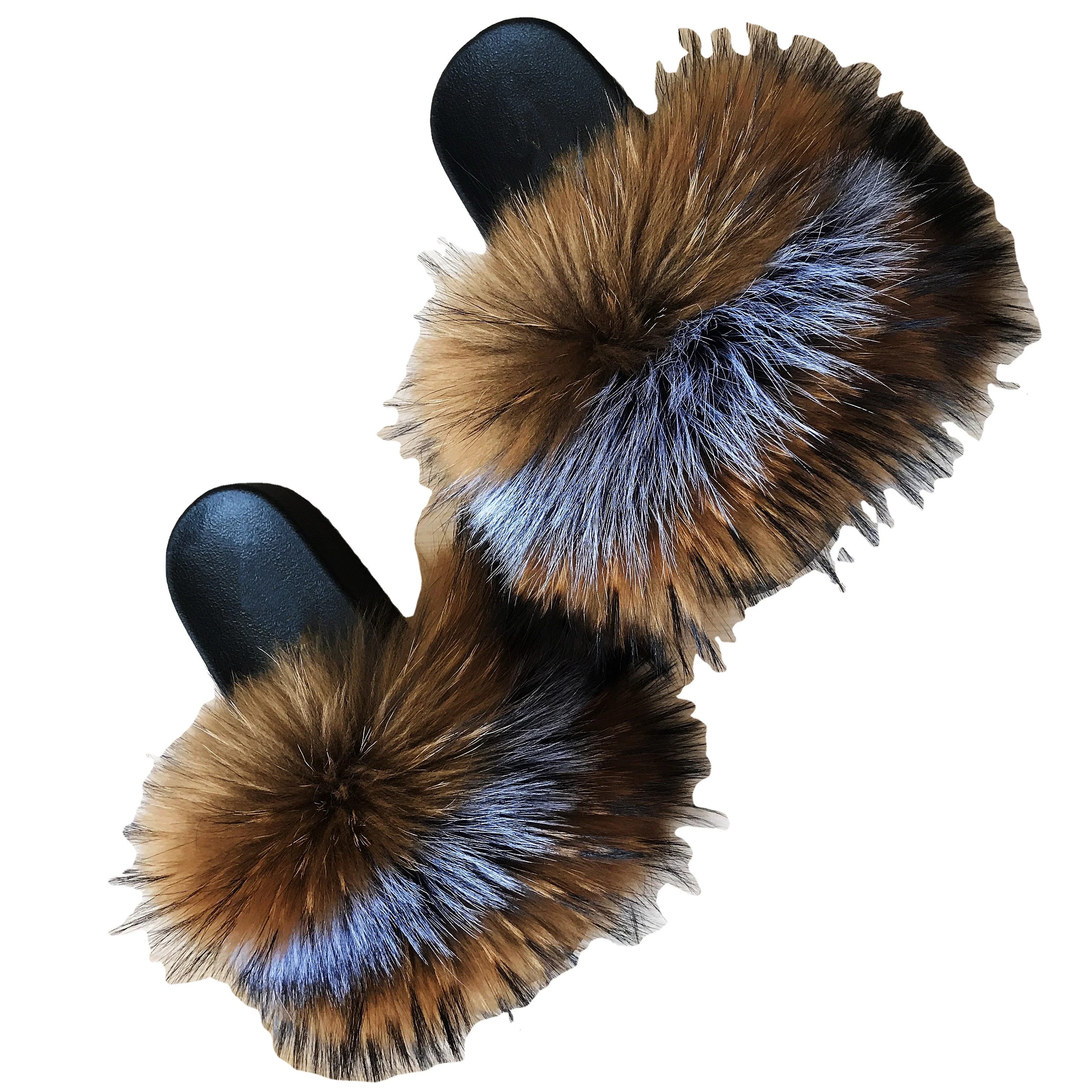 

Luxurious designer wholesale slippers Summer Fashion fur slides for women and girls
