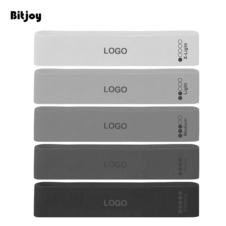 

Custom logo oem odm non slip heavy duty fabric covered resistance bands loop mini thick hip band material polyester grey banda