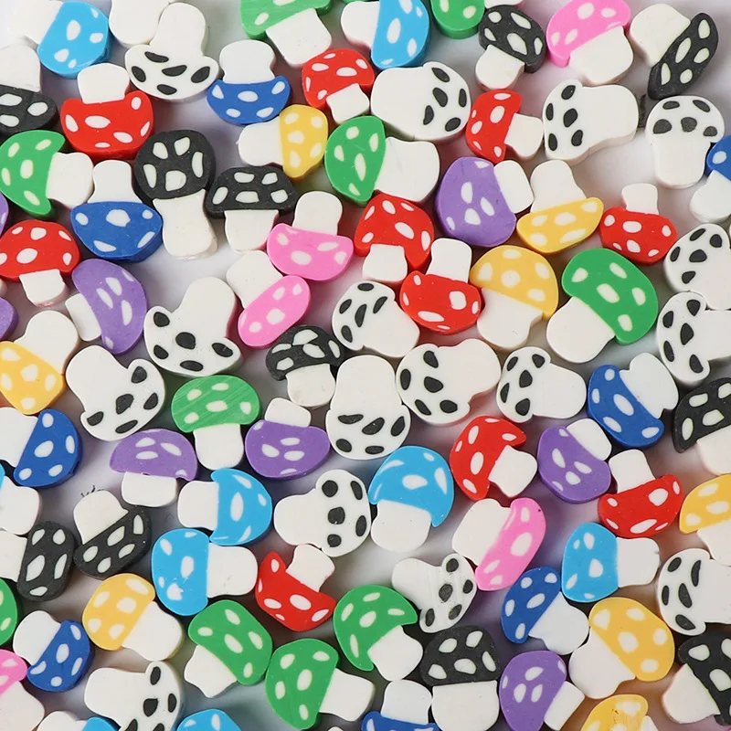 

Hobbyworker 100pcs Mushroom Beads Mixed Color Fashion Smooth Loose Holes Polymer Clay Beads For Bracelets Necklace Making B0485, Picture