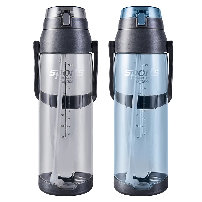 

Tafuco 2020 New Gobelet Tasse de Voyage 2.5L Leakproof Tritan BPA Free WaterJug with straw Plastic Water bottle, Grey and black