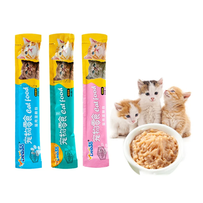 

Amazon Hot Sale 15g Healthy Nutrition Cat Wet Food Cat Liquid Snacks Natural Tuna Chicken Bar Pet Treats Cat Wet Snacks